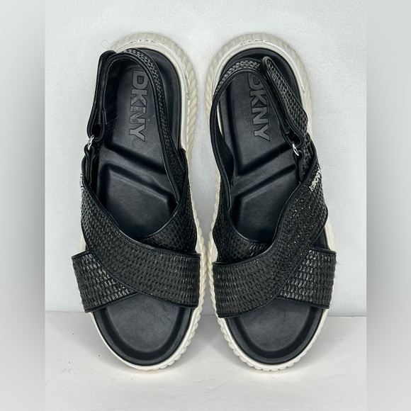 Dkny Shoes - DKNY Malai Woven Crisscross Slingback Platform Sandal Black White Sz 8 1/2